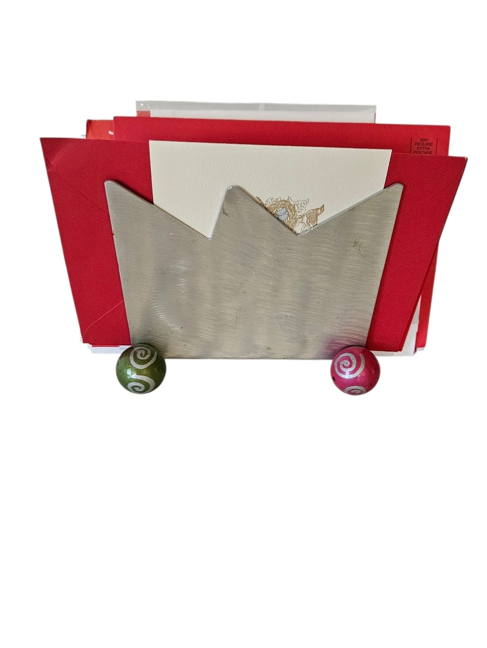 MEMPHIS STYLE by TWIST Brushed Aluminum Mail /Napkin Holder Retro VTG Orbit